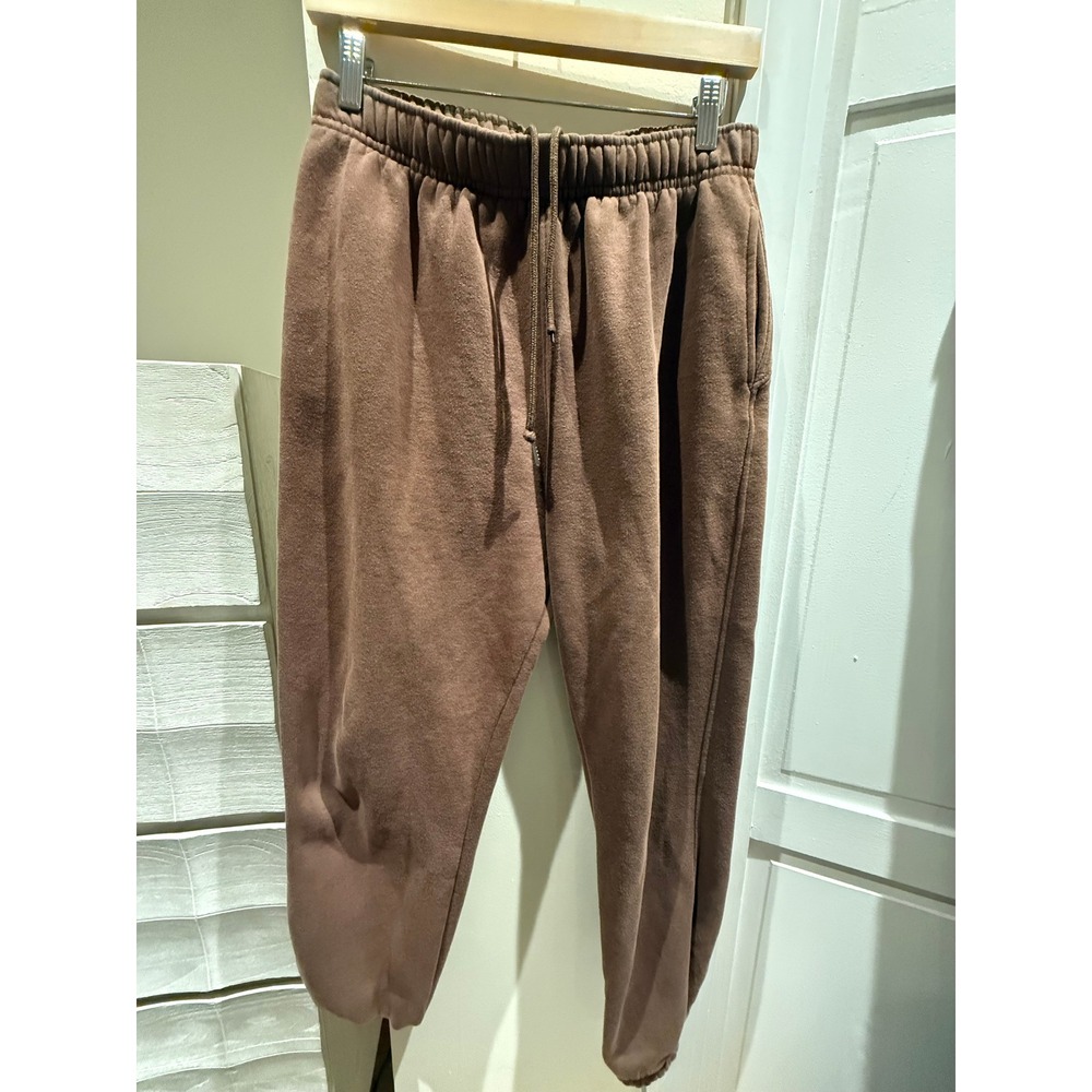 KYOYO Women Brown Fleece Lined Sweatpants Joggers Elastic Waist Pockets